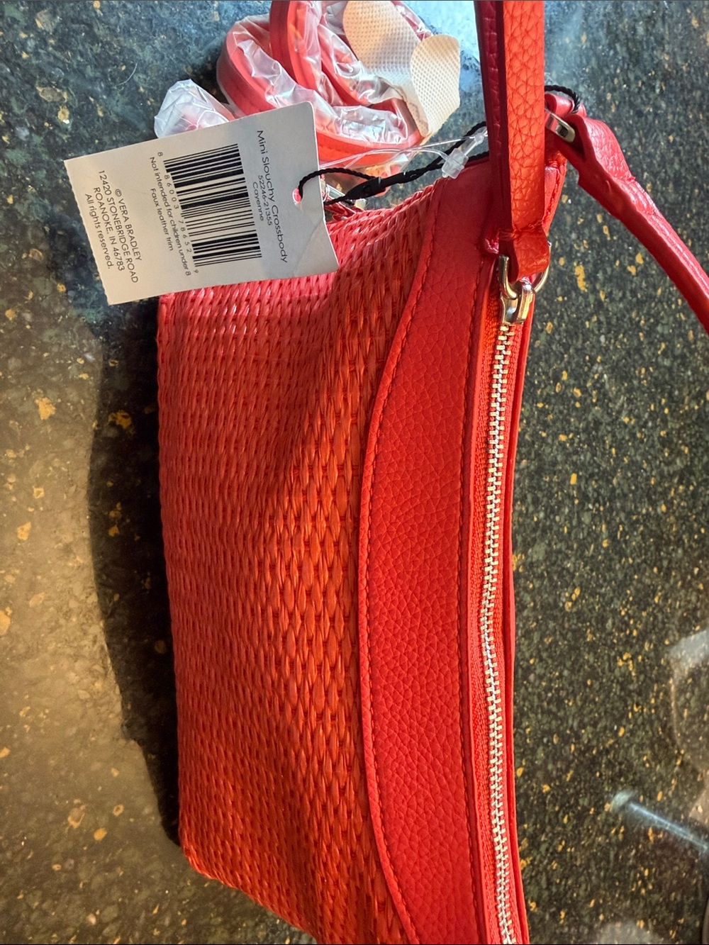 Vera Bradley Coral Red Woven Mini Crossbody